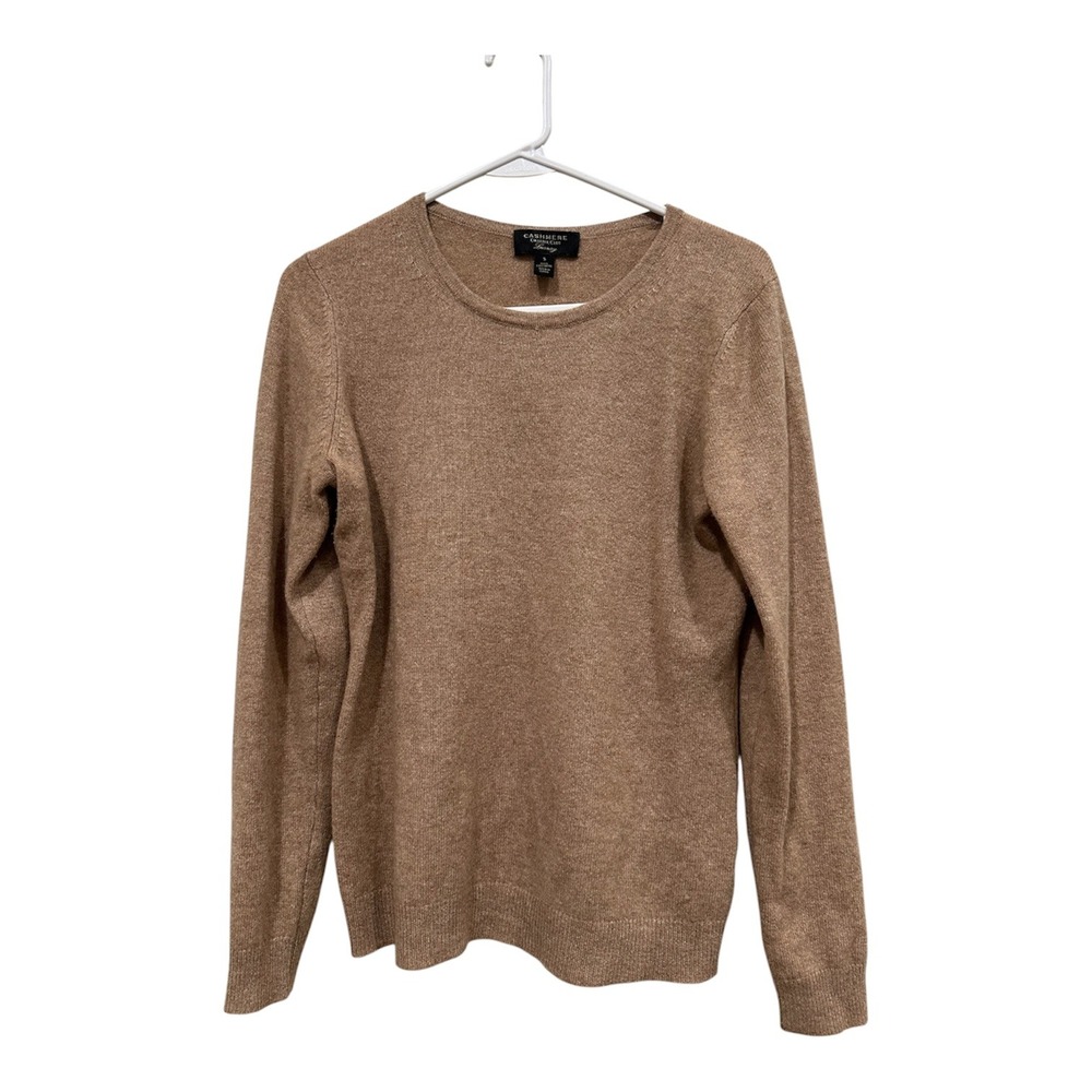 Charter Club Luxury 100% Cashmere Crewneck Sweater Tan Camel Brown Womens Small